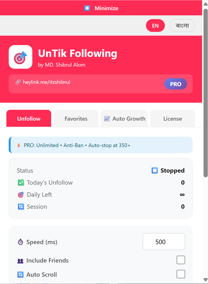 Mass Unfollow Preview